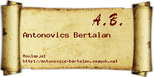 Antonovics Bertalan névjegykártya