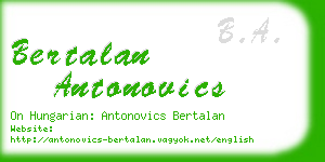 bertalan antonovics business card